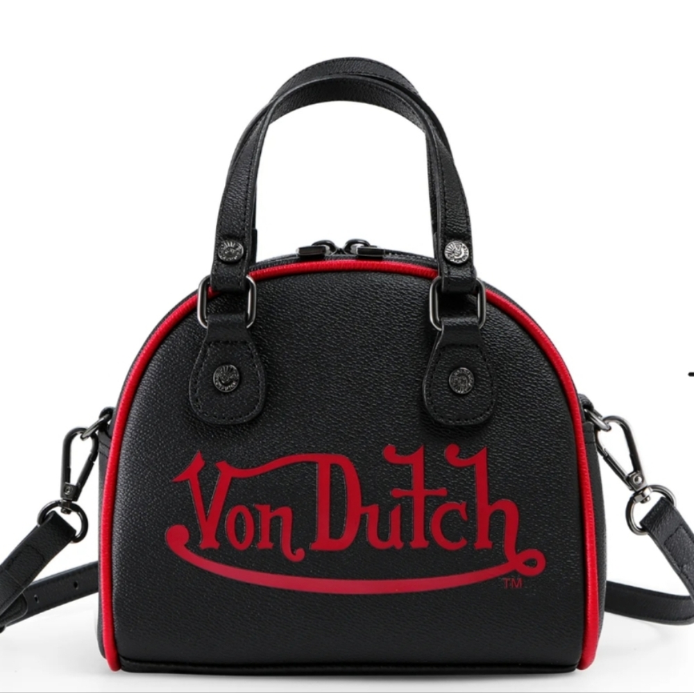 Von Dutch Black and Red Bowling Bag Crossbody Bag NWT